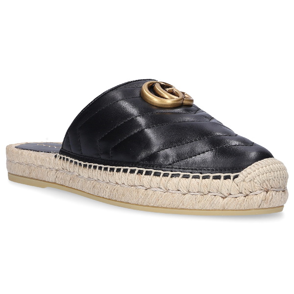Gucci Leather Espadrille Sandal in Black