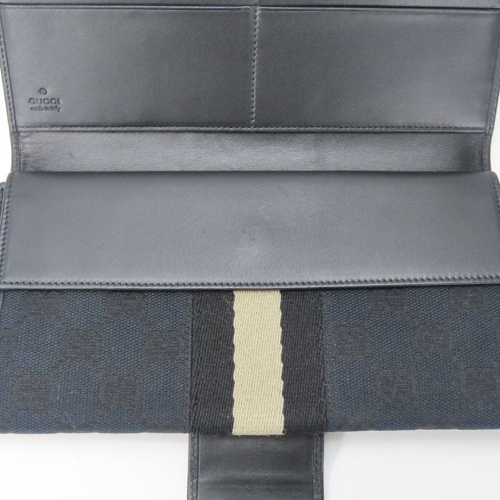 GUCCI Long Wallet Purse 035.0416.2180 GG canvas black Web line unisex(Unisex) Used