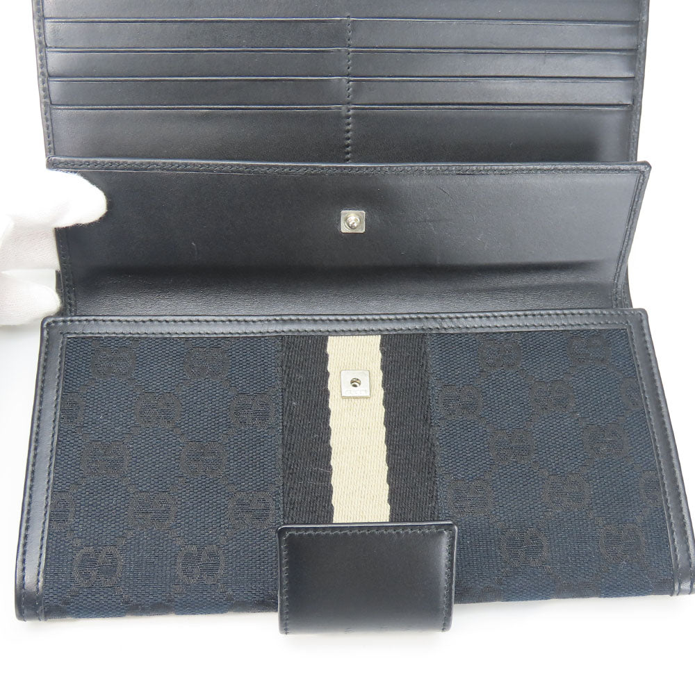 GUCCI Long Wallet Purse 035.0416.2180 GG canvas black Web line unisex(Unisex) Used