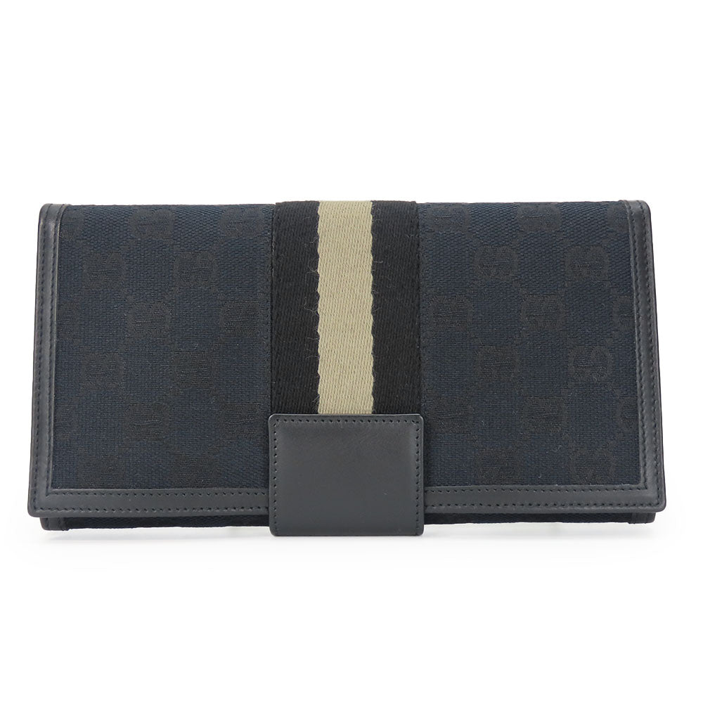 GUCCI Long Wallet Purse 035.0416.2180 GG canvas black Web line unisex(Unisex) Used