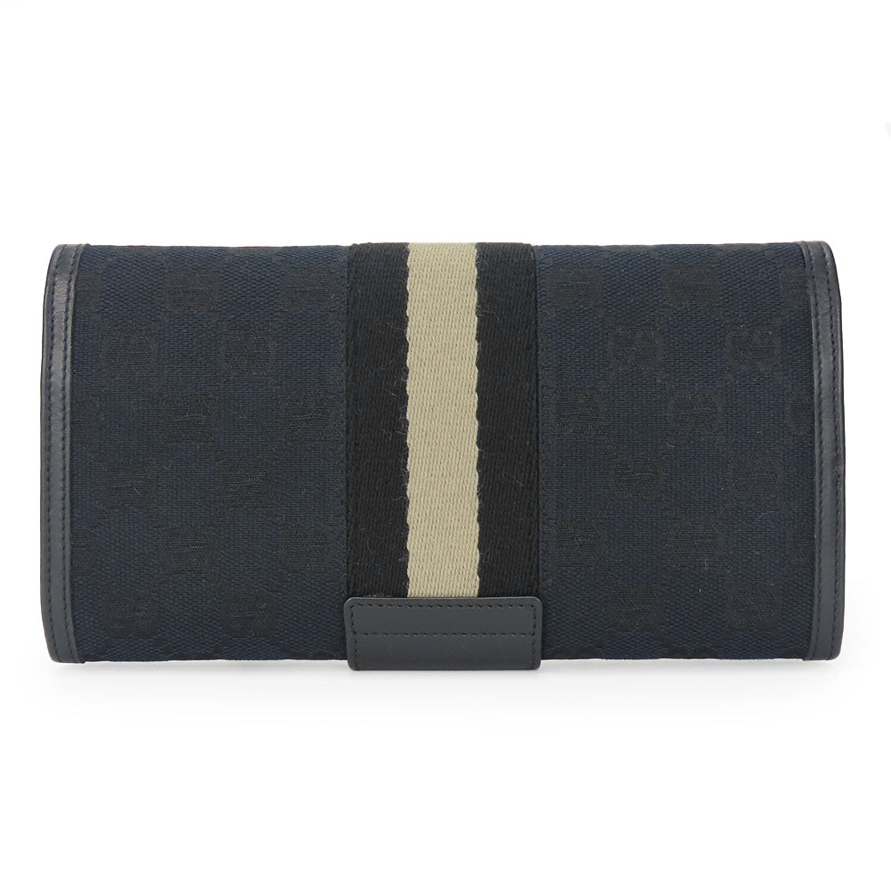 GUCCI Long Wallet Purse 035.0416.2180 GG canvas black Web line unisex(Unisex) Used