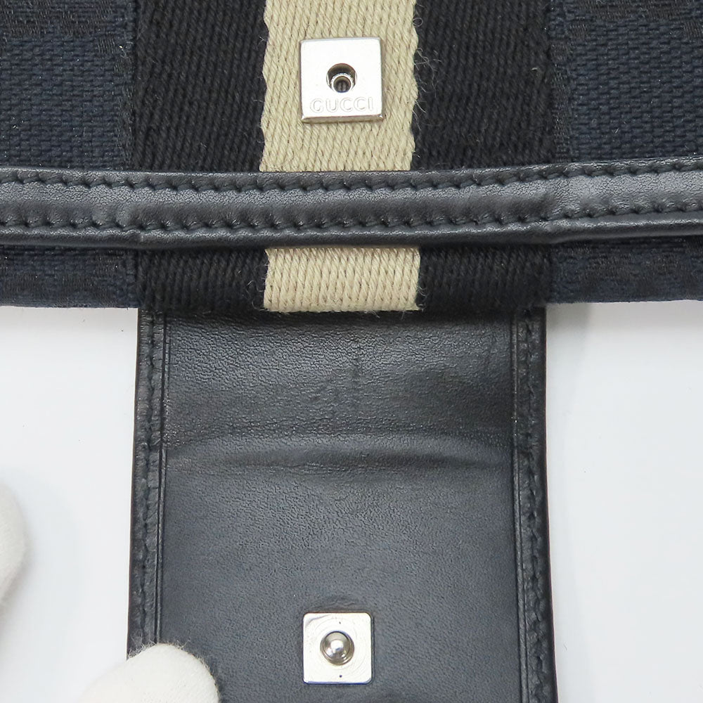 GUCCI Long Wallet Purse 035.0416.2180 GG canvas black Web line unisex(Unisex) Used