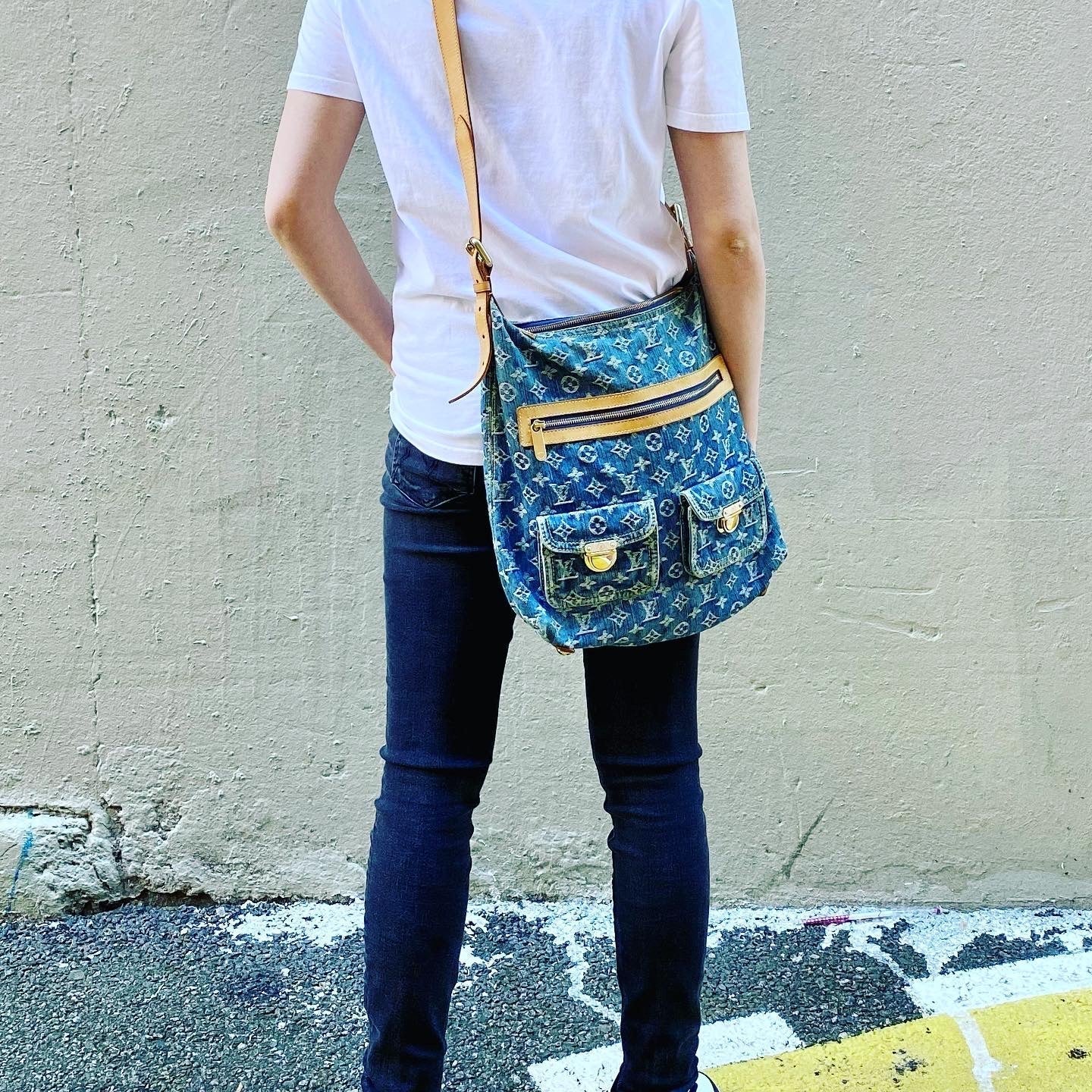 LOUIS VUITTON Denim Monogram Denim Baggy GM Bag