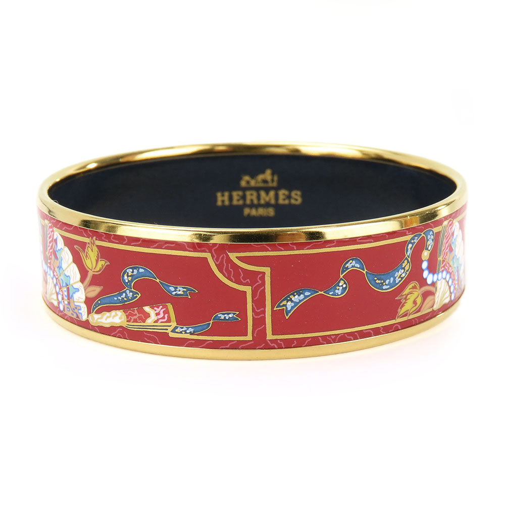HERMES bracelet Metal, Enamel Red Emilel GM Women Used