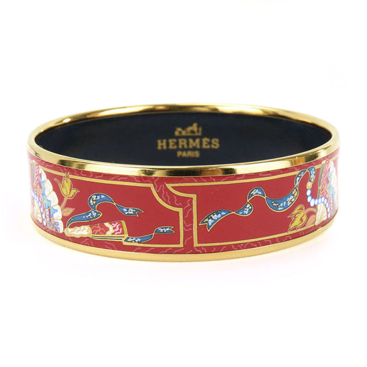 HERMES bracelet Metal, Enamel Red Emilel GM Women Used