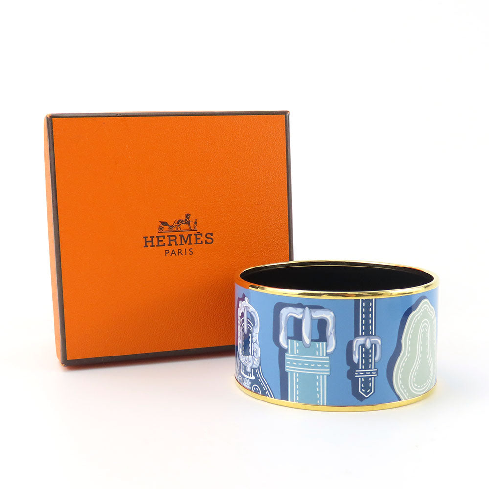 HERMES bracelet Metal, Cloisonne Blue type Emile TGM Women Used