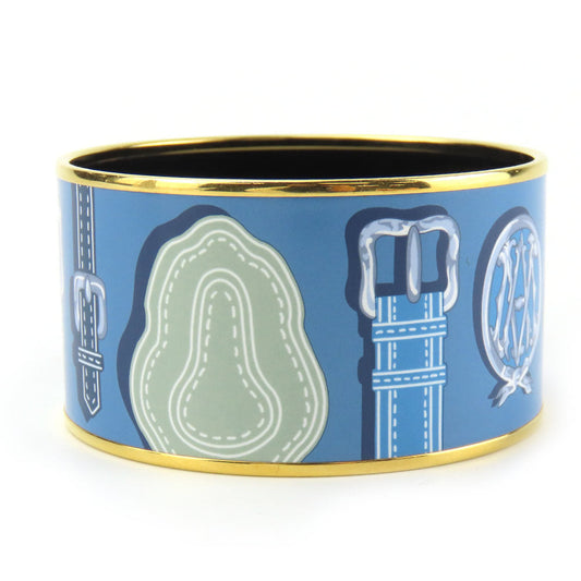 HERMES bracelet Metal, Cloisonne Blue type Emile TGM Women Used