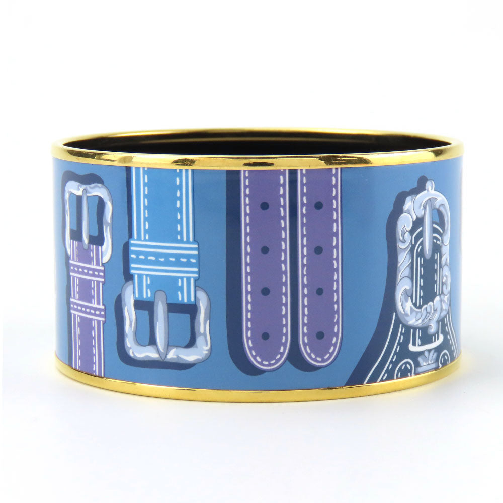 HERMES bracelet Metal, Cloisonne Blue type Emile TGM Women Used