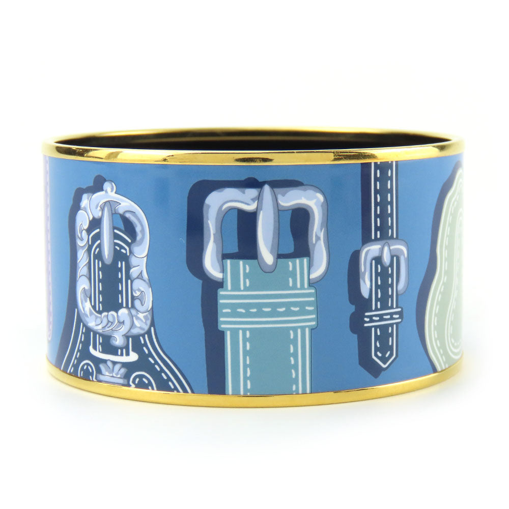HERMES bracelet Metal, Cloisonne Blue type Emile TGM Women Used