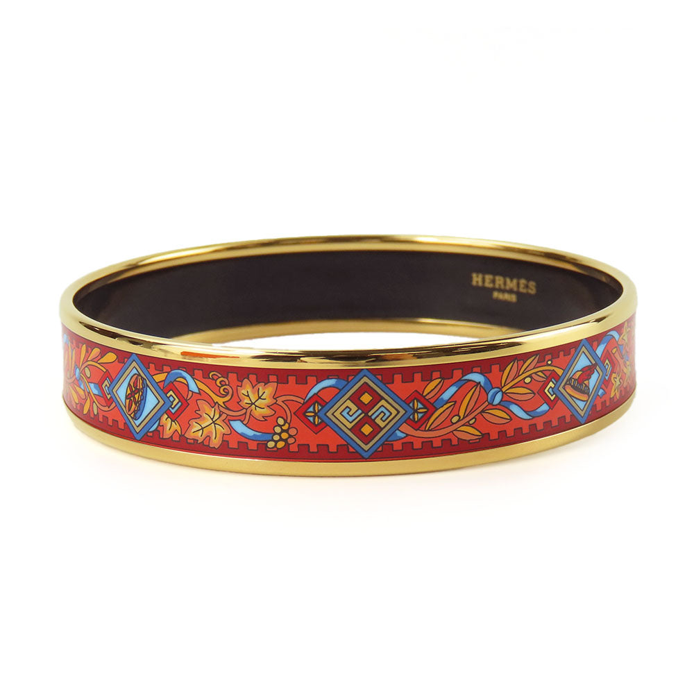 HERMES Bangle Metal, Enamel Red Emile Women Used