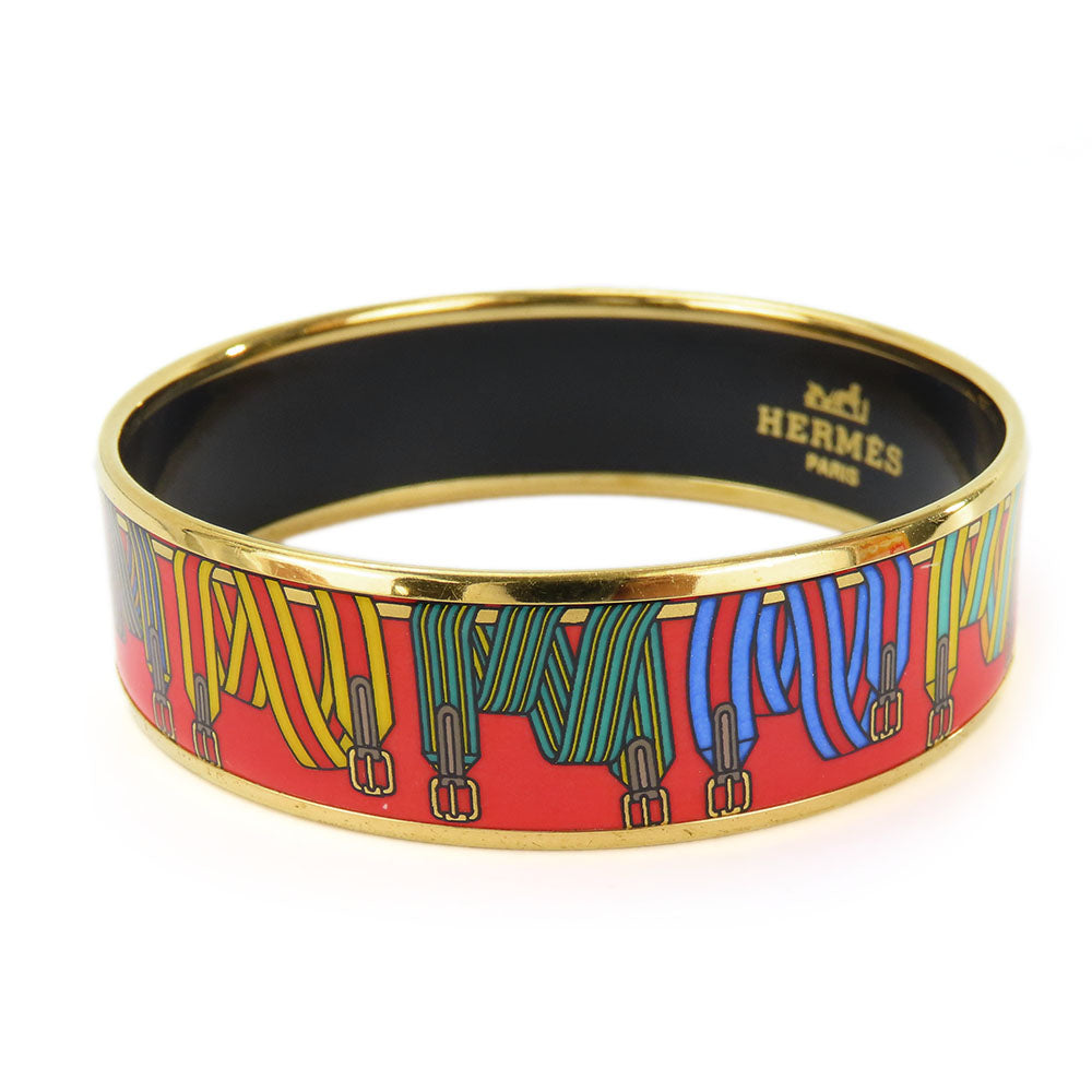 HERMES Bangle Metal, Cloisonne Red Emilel GM Women Used