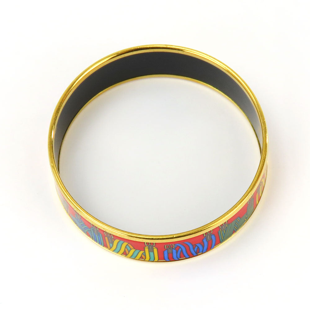 HERMES Bangle Metal, Cloisonne Red Emilel GM Women Used