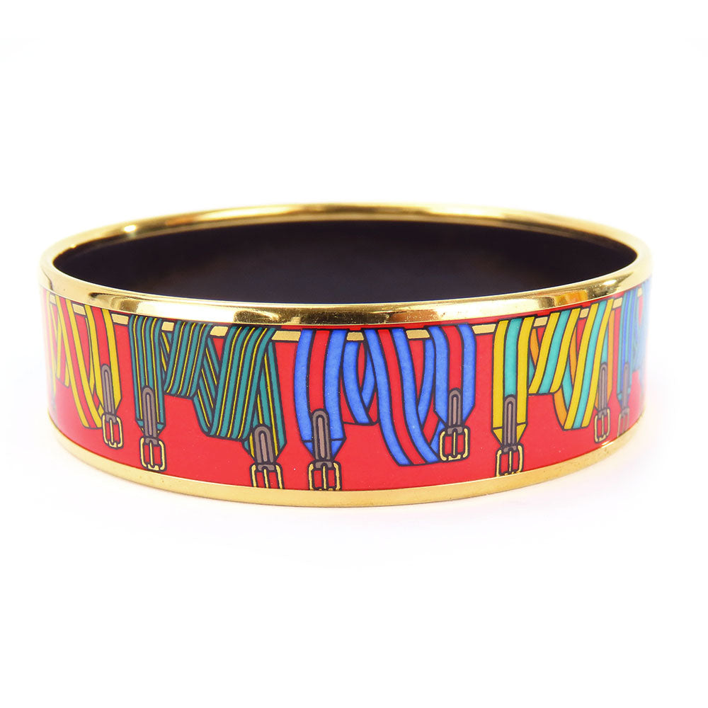 HERMES Bangle Metal, Cloisonne Red Emilel GM Women Used