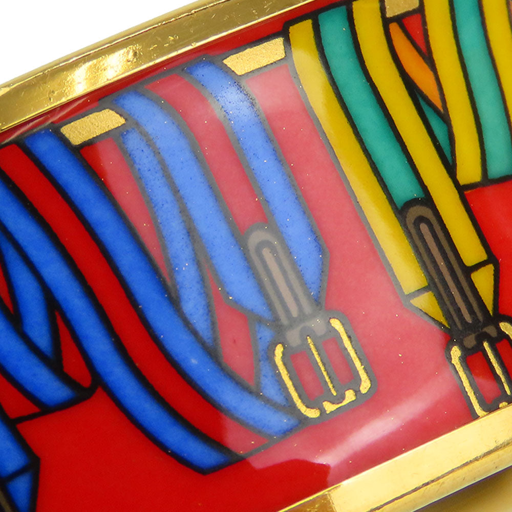HERMES Bangle Metal, Cloisonne Red Emilel GM Women Used