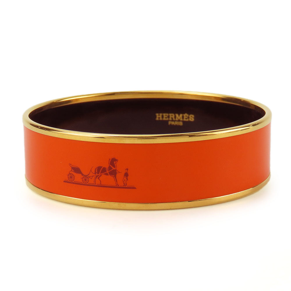HERMES Bangle Metal, Cloisonne Orange Emilel GM Women Used