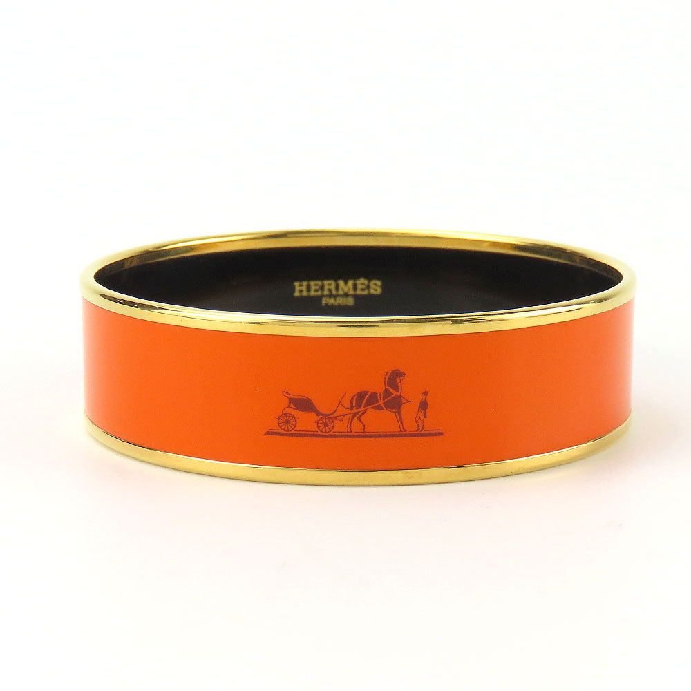 HERMES Bangle Metal, Cloisonne Orange Emilel GM Women Used