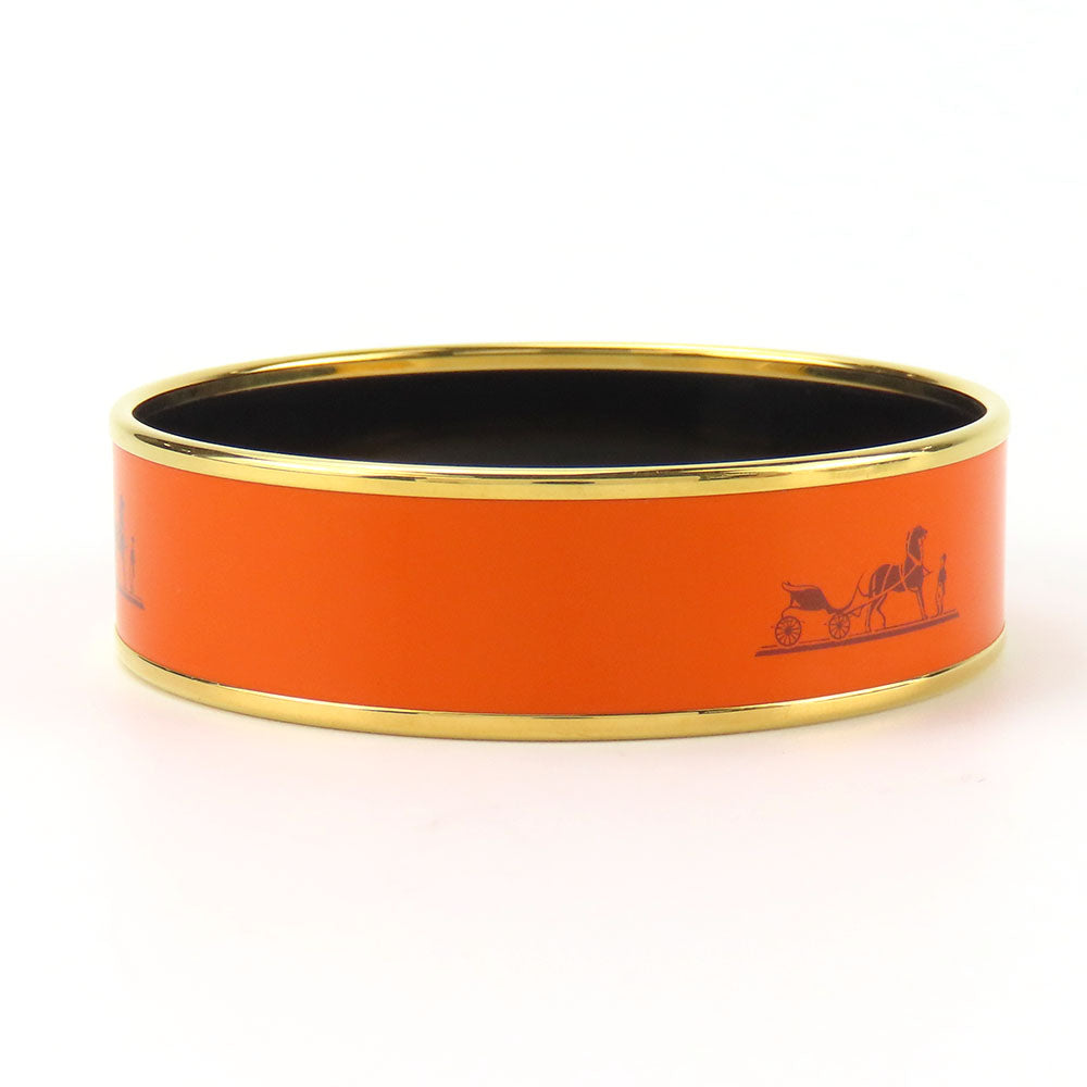 HERMES Bangle Metal, Cloisonne Orange Emilel GM Women Used