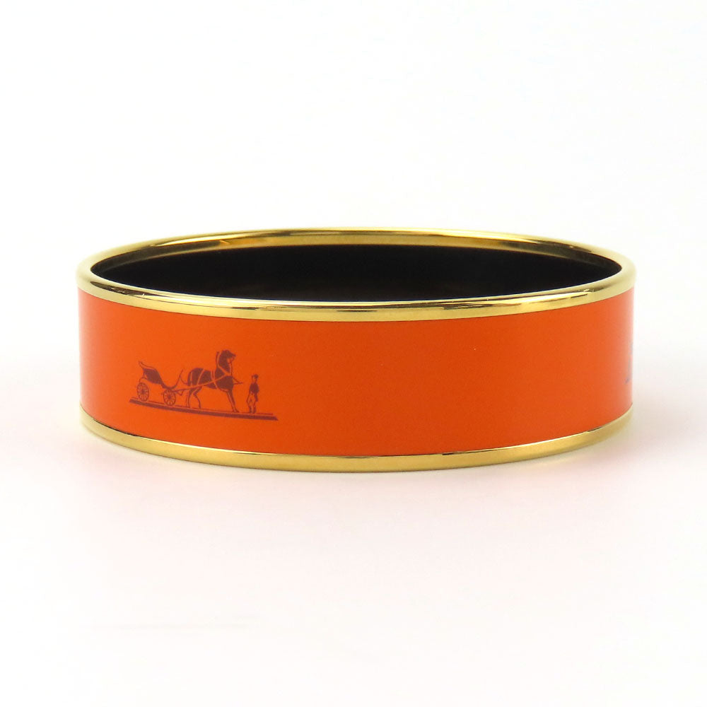 HERMES Bangle Metal, Cloisonne Orange Emilel GM Women Used