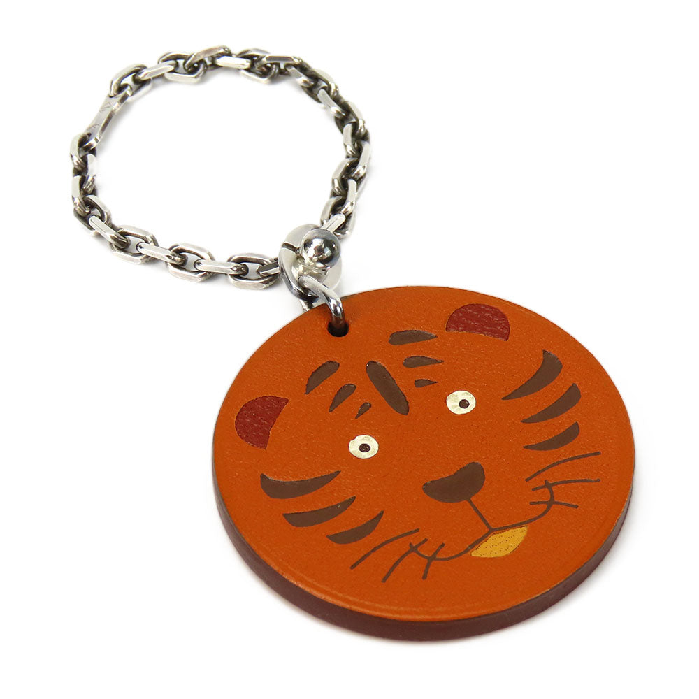 HERMES key ring Leather, Silver925 Orange Women Used