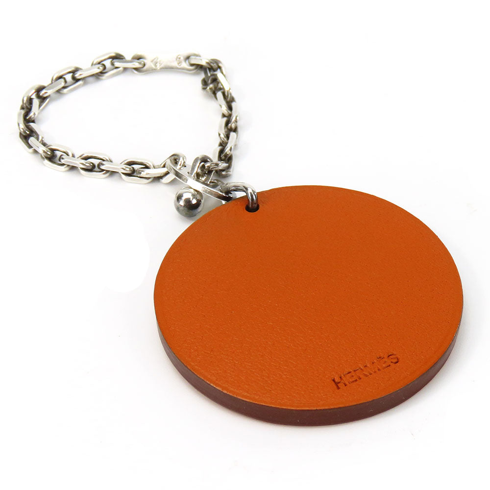 HERMES key ring Leather, Silver925 Orange Women Used