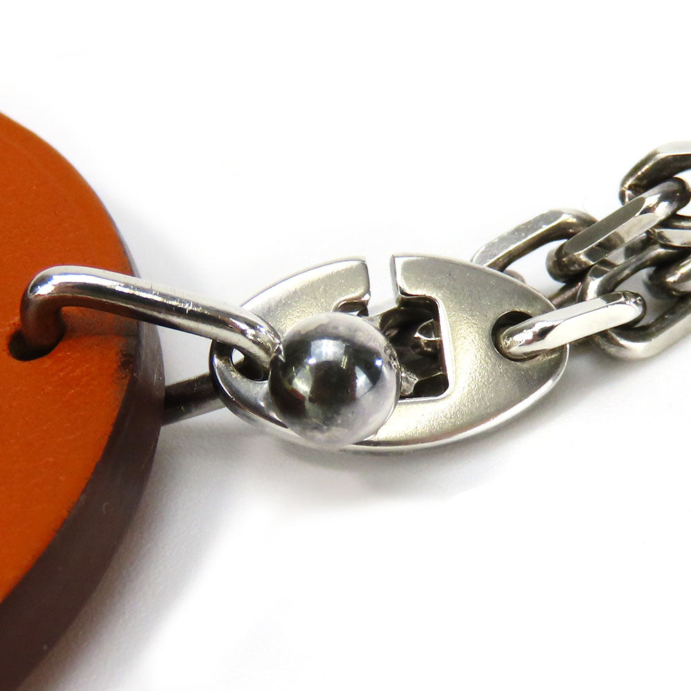HERMES key ring Leather, Silver925 Orange Women Used