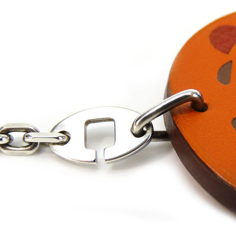 HERMES key ring Leather, Silver925 Orange Women Used