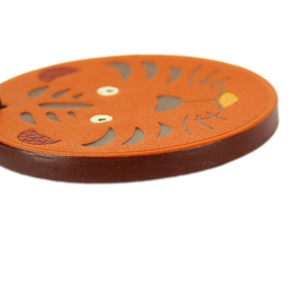 HERMES key ring Leather, Silver925 Orange Women Used