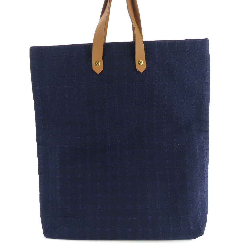 HERMES Tote Bag Cotton, Leather purple Amedaba GM unisex(Unisex) Used