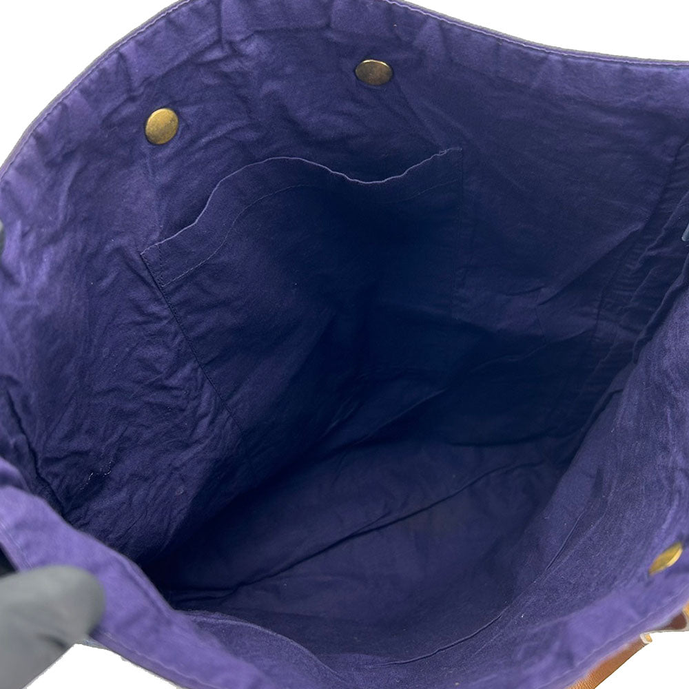 HERMES Tote Bag Cotton, Leather purple Amedaba GM unisex(Unisex) Used
