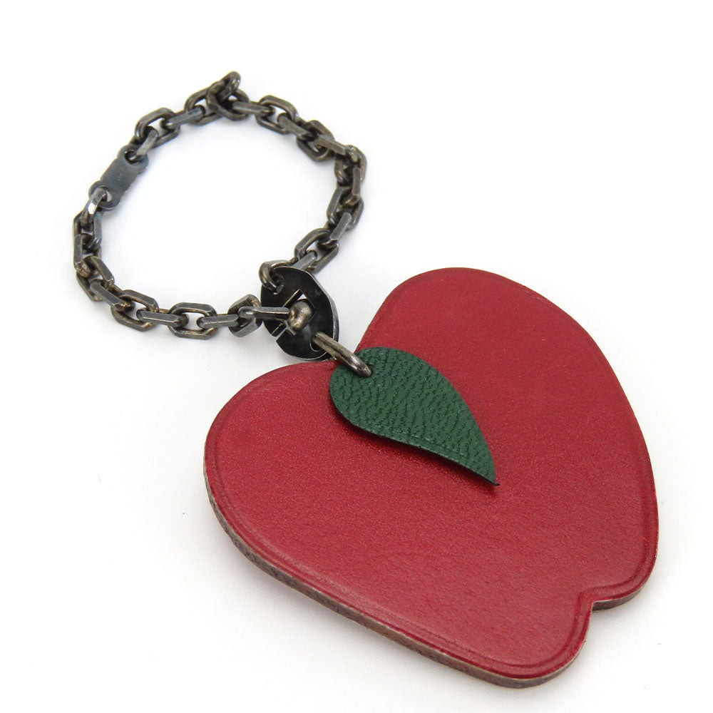 HERMES Bag charm Leather, Silver925 Red Apple Women Used