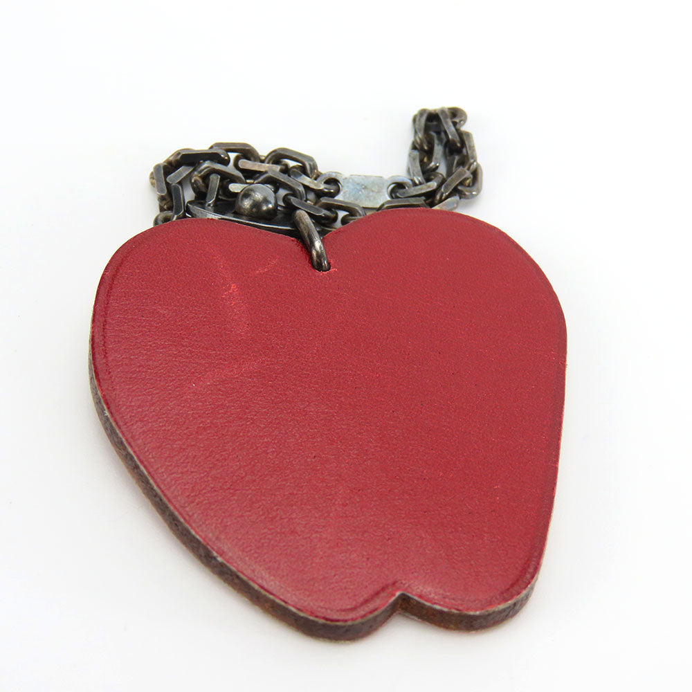 HERMES Bag charm Leather, Silver925 Red Apple Women Used