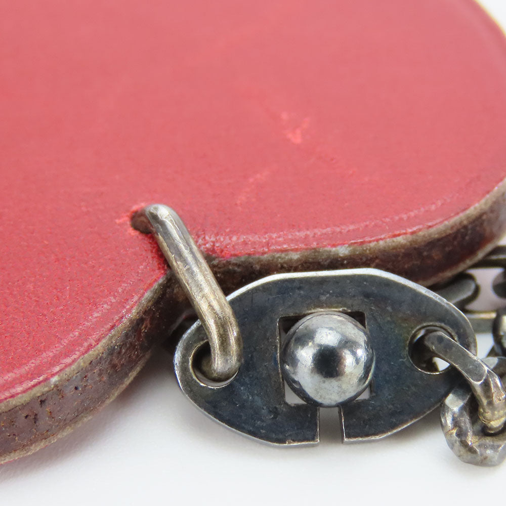 HERMES Bag charm Leather, Silver925 Red Apple Women Used