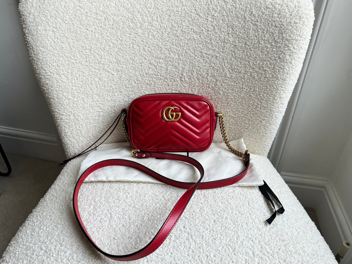 Gucci GG Hibiscus Red Marmont Mini Shoulder Bag (RRP £1220)