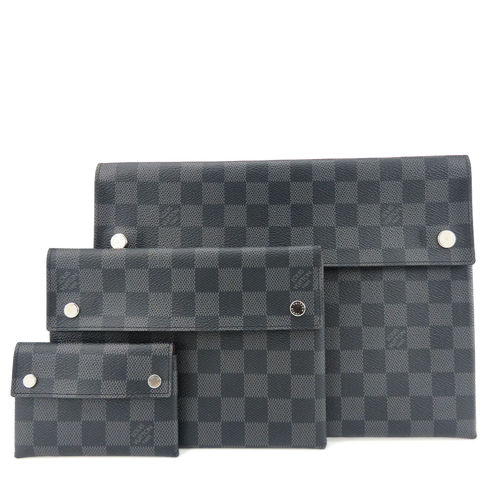 LOUIS VUITTON business bag N60255 Damier Grafitte black Alpha Triple Pouch unisex(Unisex) Used