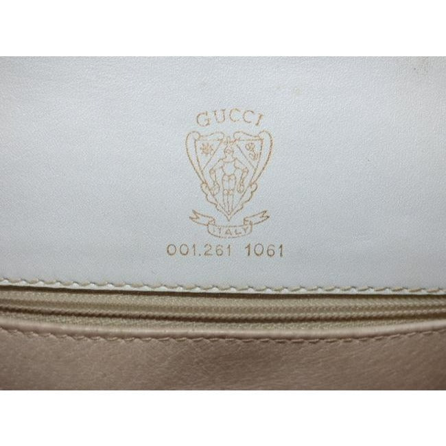 Gucci Vintage White With Bold Gold Accents Leather Shoulder Bag