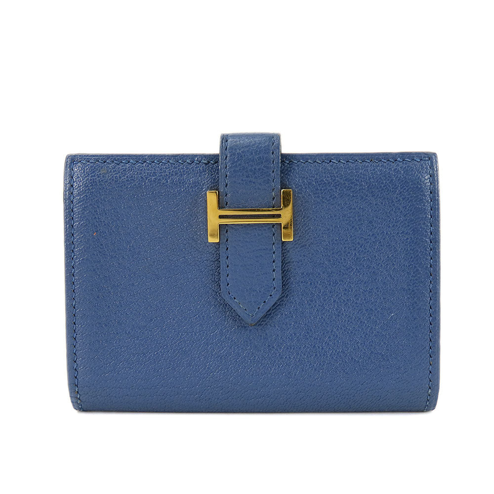 HERMES Card Case Shave blue Bean unisex(Unisex) Used
