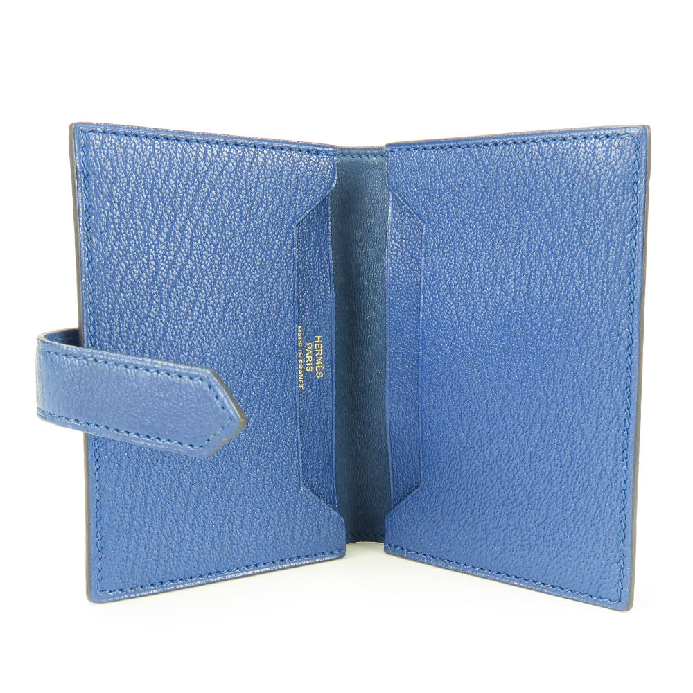 HERMES Card Case Shave blue Bean unisex(Unisex) Used