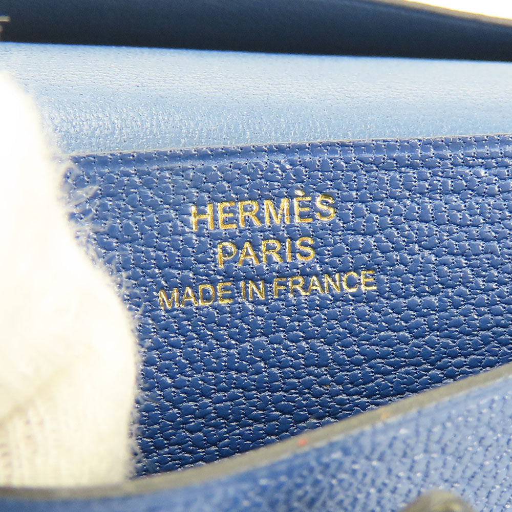 HERMES Card Case Shave blue Bean unisex(Unisex) Used