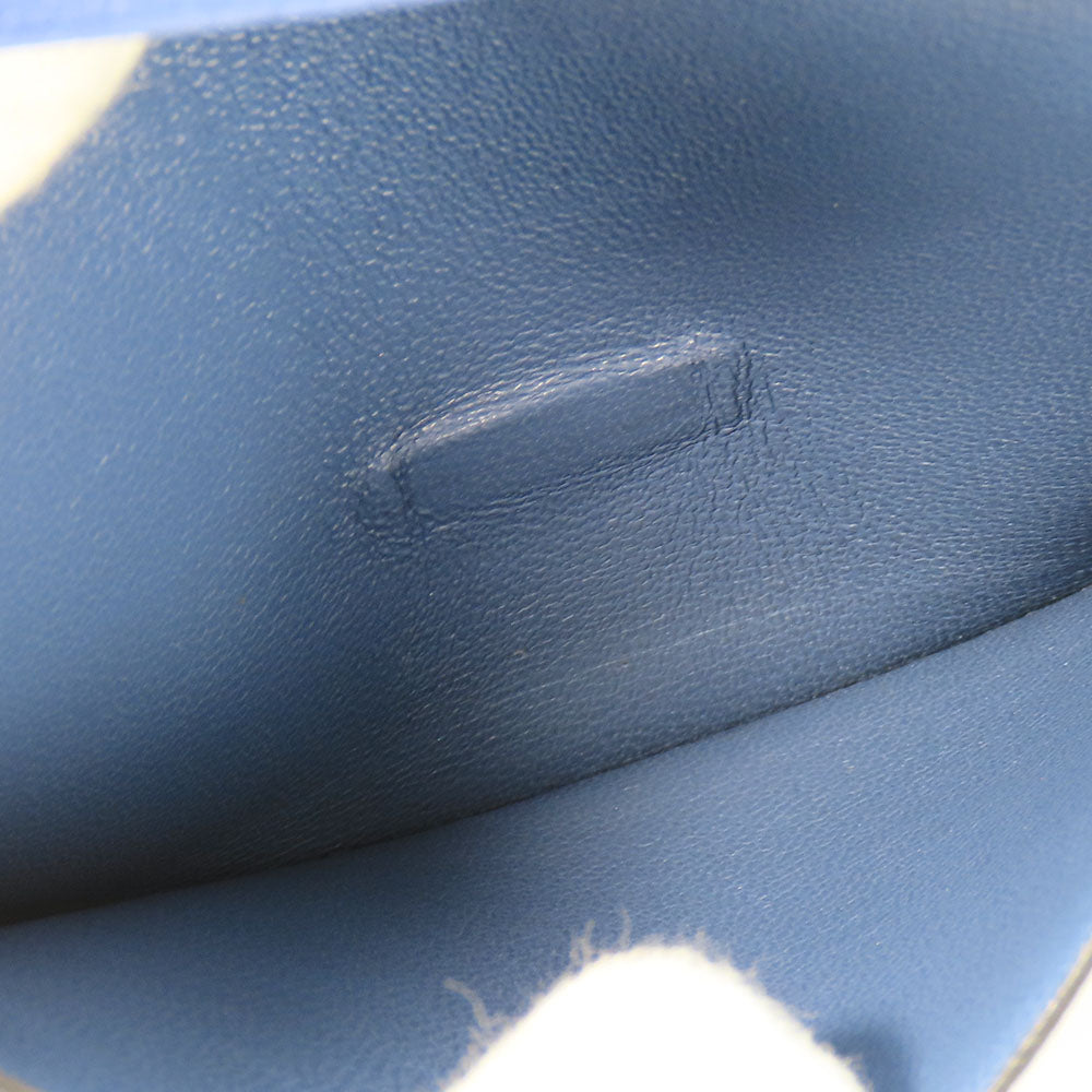 HERMES Card Case Shave blue Bean unisex(Unisex) Used