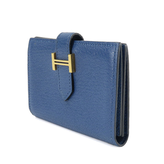 HERMES Card Case Shave blue Bean unisex(Unisex) Used