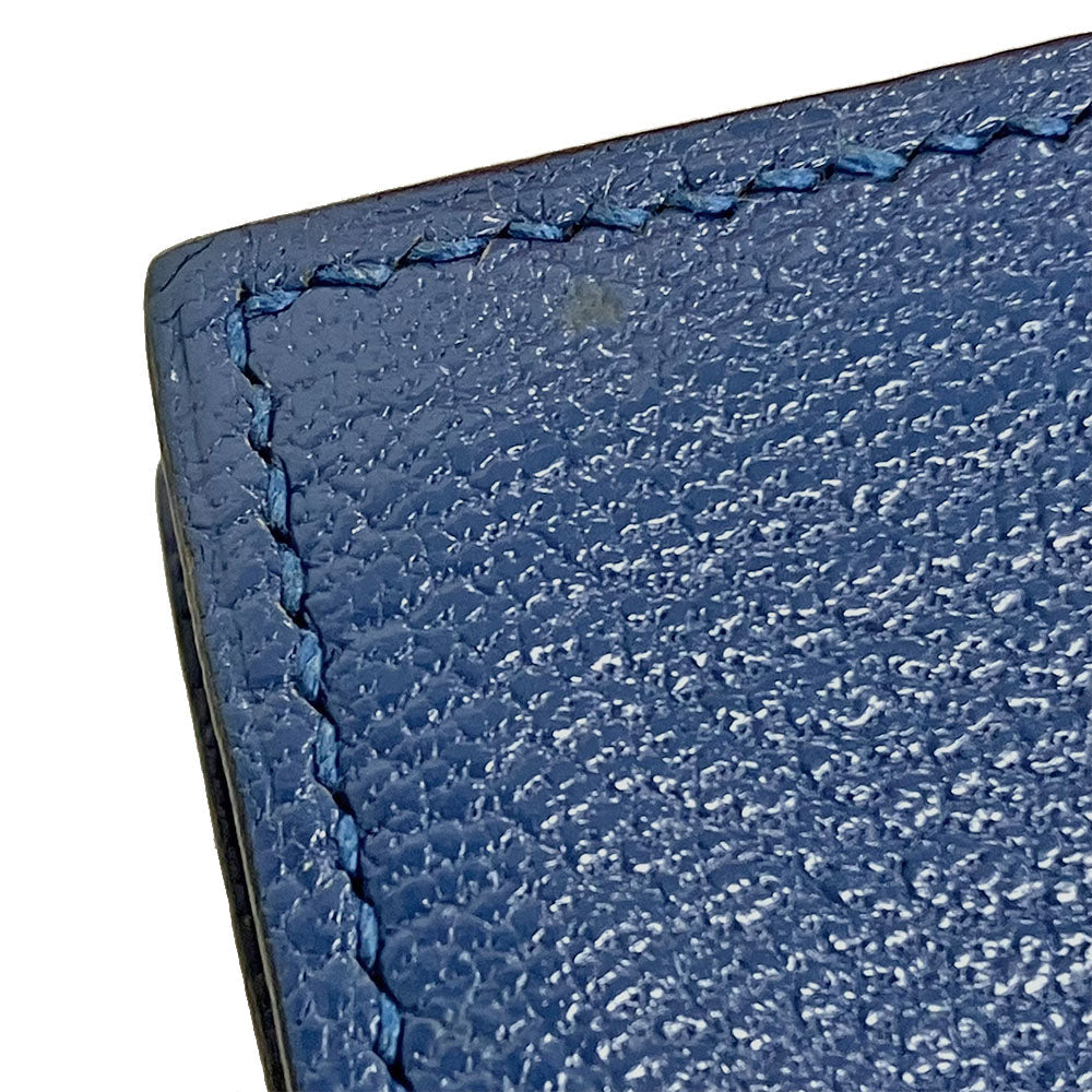 HERMES Card Case Shave blue Bean unisex(Unisex) Used