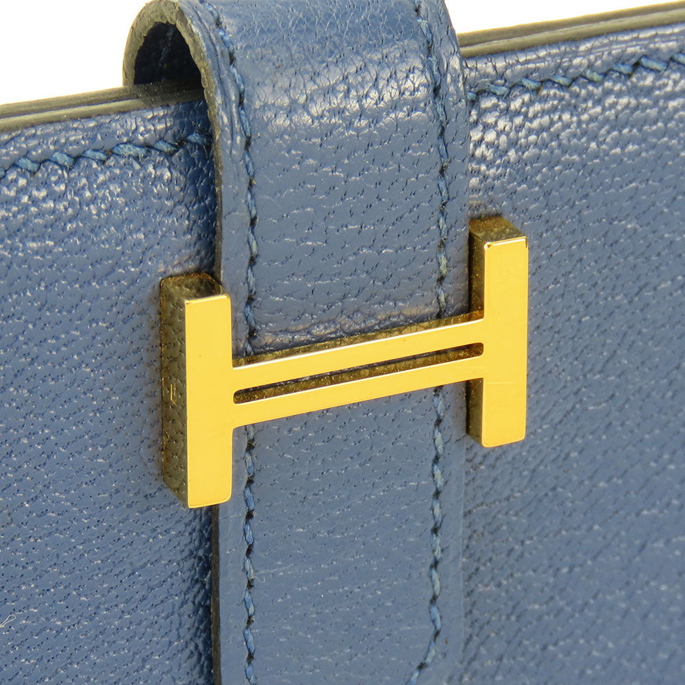 HERMES Card Case Shave blue Bean unisex(Unisex) Used