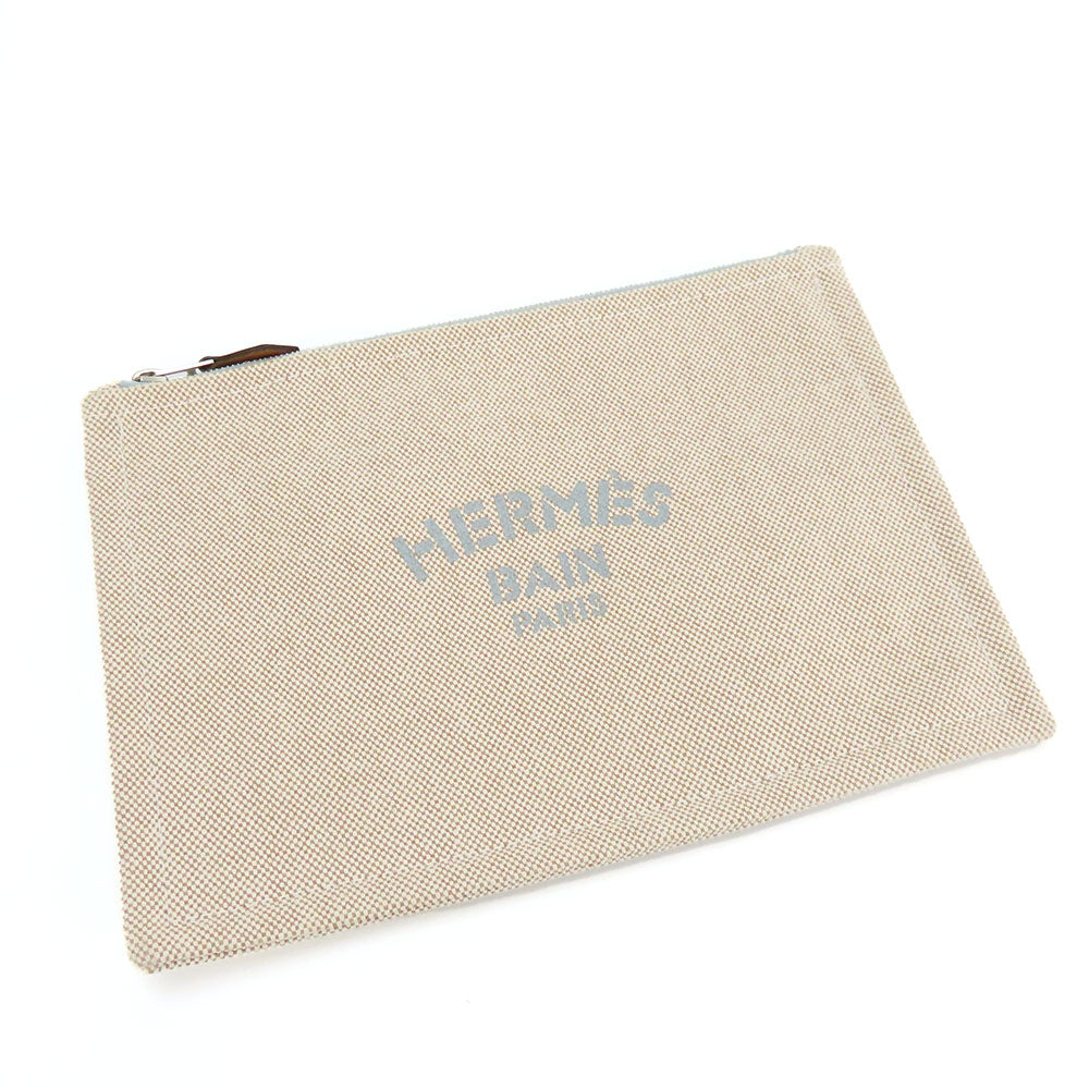 HERMES Pouch canvas Beige type New Yotting PM unisex(Unisex) Used