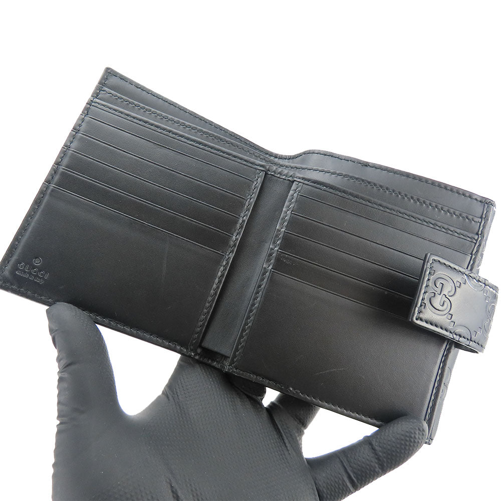 GUCCI Bifold Wallet 406925 Sima leather black Women Used