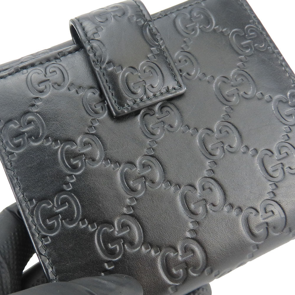 GUCCI Bifold Wallet 406925 Sima leather black Women Used