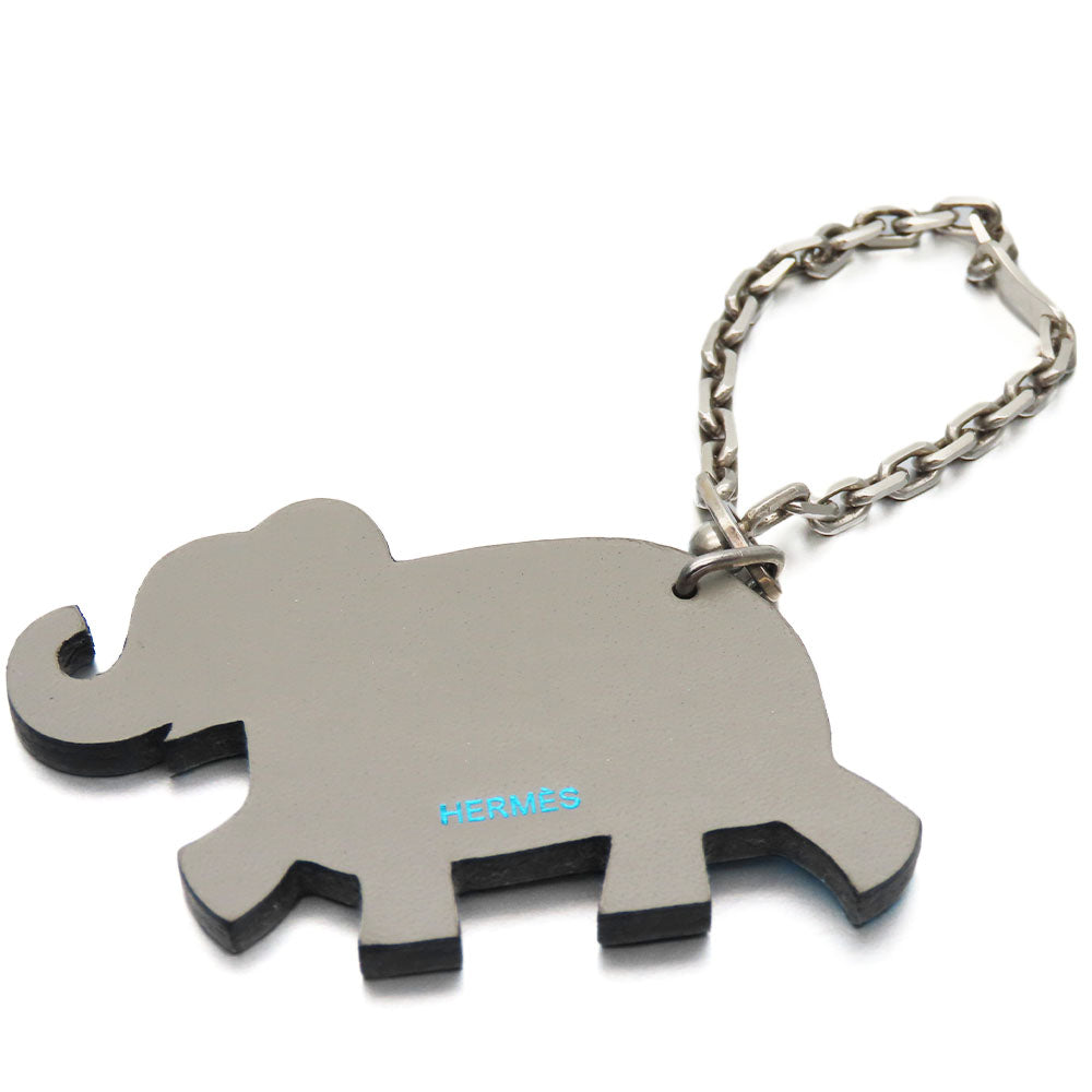 HERMES Bag charm Silver925 , Leather blue Women Used