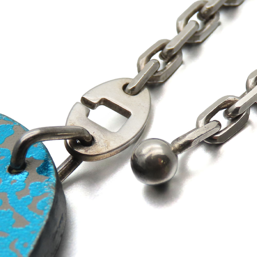 HERMES Bag charm Silver925 , Leather blue Women Used