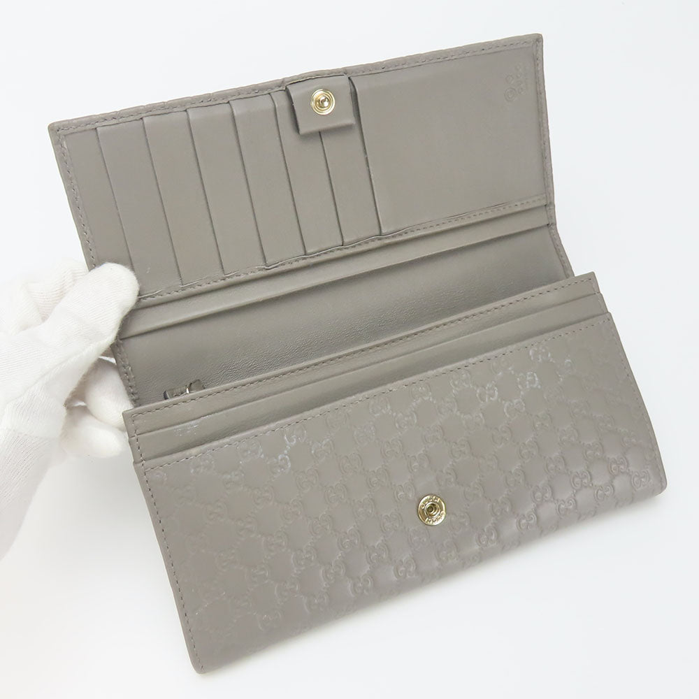 GUCCI Long Wallet Purse 449396 Sima leather Gray type Women Used