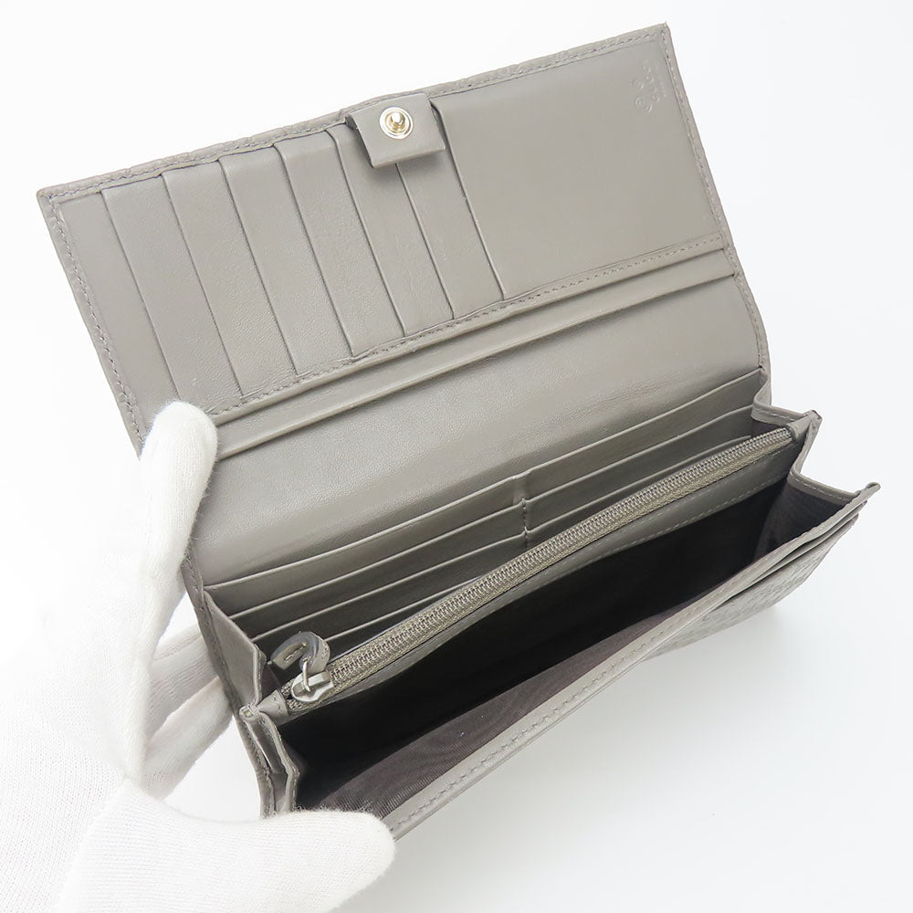 GUCCI Long Wallet Purse 449396 Sima leather Gray type Women Used