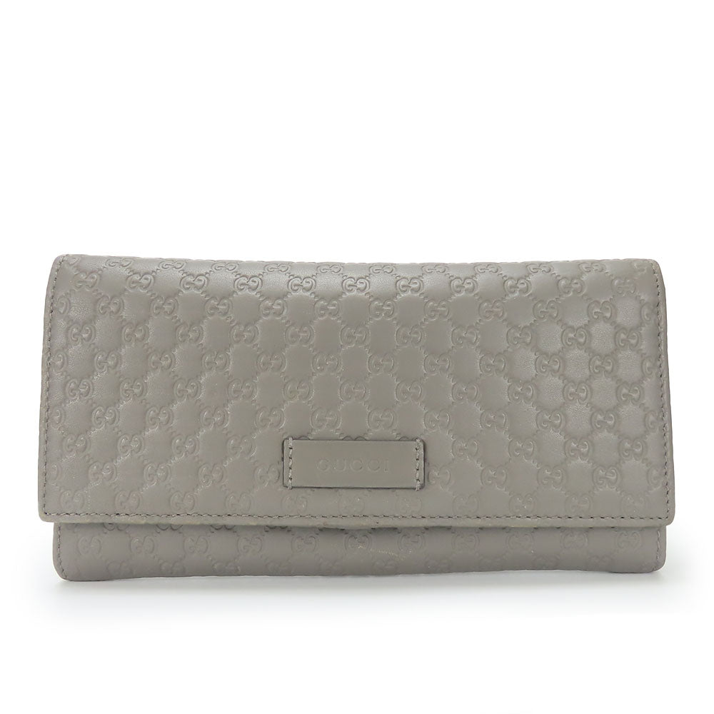 GUCCI Long Wallet Purse 449396 Sima leather Gray type Women Used